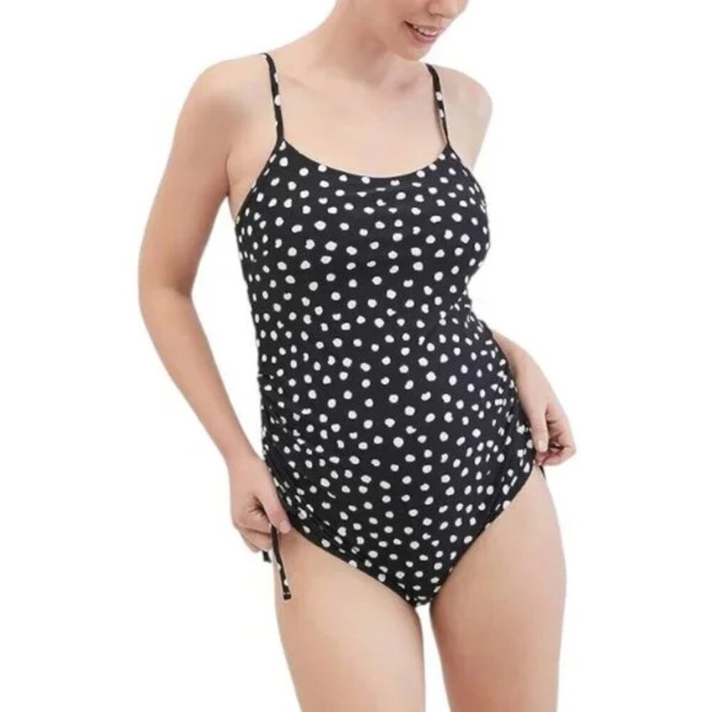 NWT Beach Bump Motherhood Maternity Polka Dot One Piece Swimsuit, Size Small